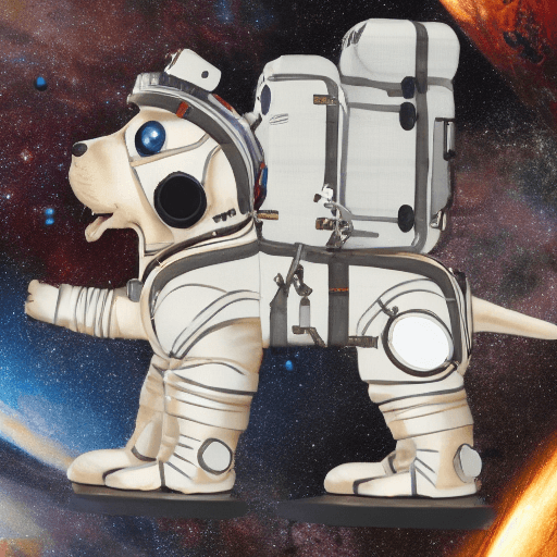 AI generated: Dog, with a spacesuit, 8K, high detail