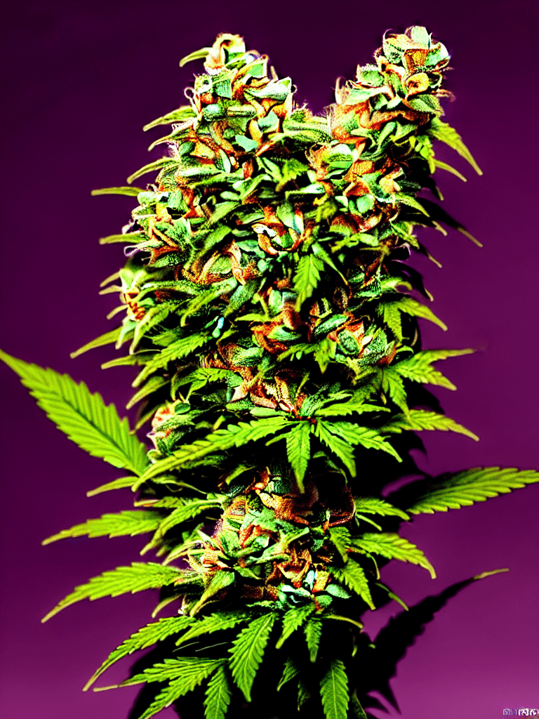 AI generated: A 8mm photography of a highly detailed cannabis plant, close take, sativa, day time, macro, focus, s...
