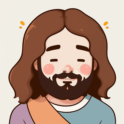 AI generated: The illustration depicts Jesus in a simplified, child-friendly style with smooth and rounded lines. ...