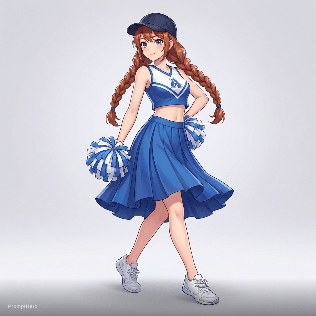 AI generated: masterpiece, high quality, anime style, full body, young anime girl with long auburn hair in exactly...