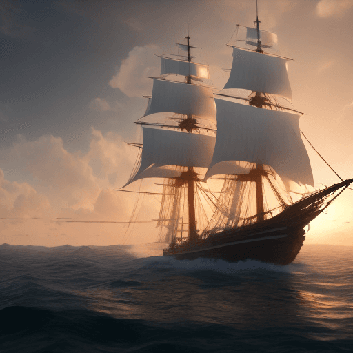 AI generated: Photo of a ultra realistic sailing ship, dramatic light, pale sunrise, cinematic lighting, battered,...