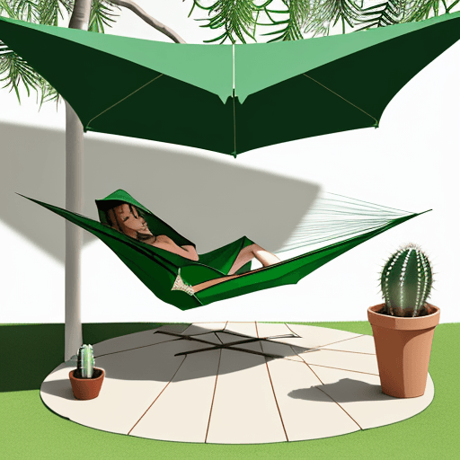 AI generated: chillout hamaca, minimalist design with cactus formation