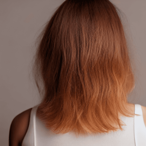 AI generated: Portrait of a beautiful lady, with natural color hair, view from back, film grain, high quality, stu...