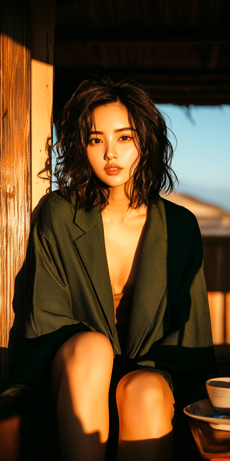 AI generated: Japanese girl, 18-21 years old, brown hair, high-quality photo portrait, shot on a Polaroid camera, ...