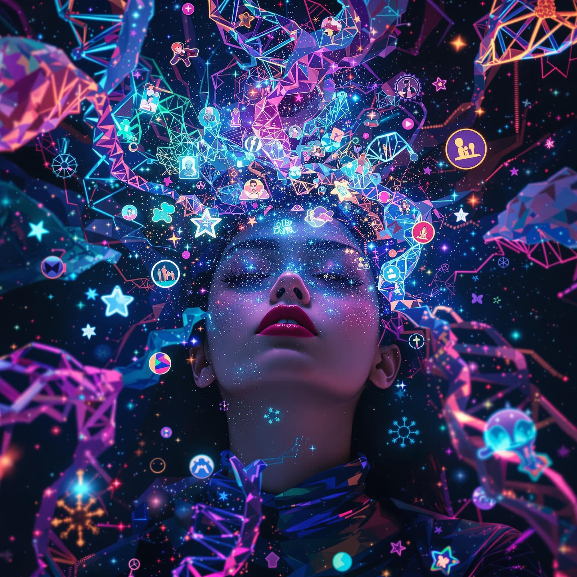 AI generated: You are a young Asian lady with your vibes blowing across your mind on an LSD trip within your DNA, ...