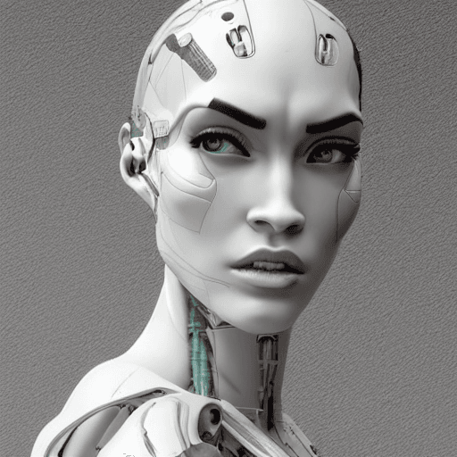AI generated: cyborg woman megan fox Miyazaki| with a visible detailed brain| muscles cable wires| biopunk| cybern...