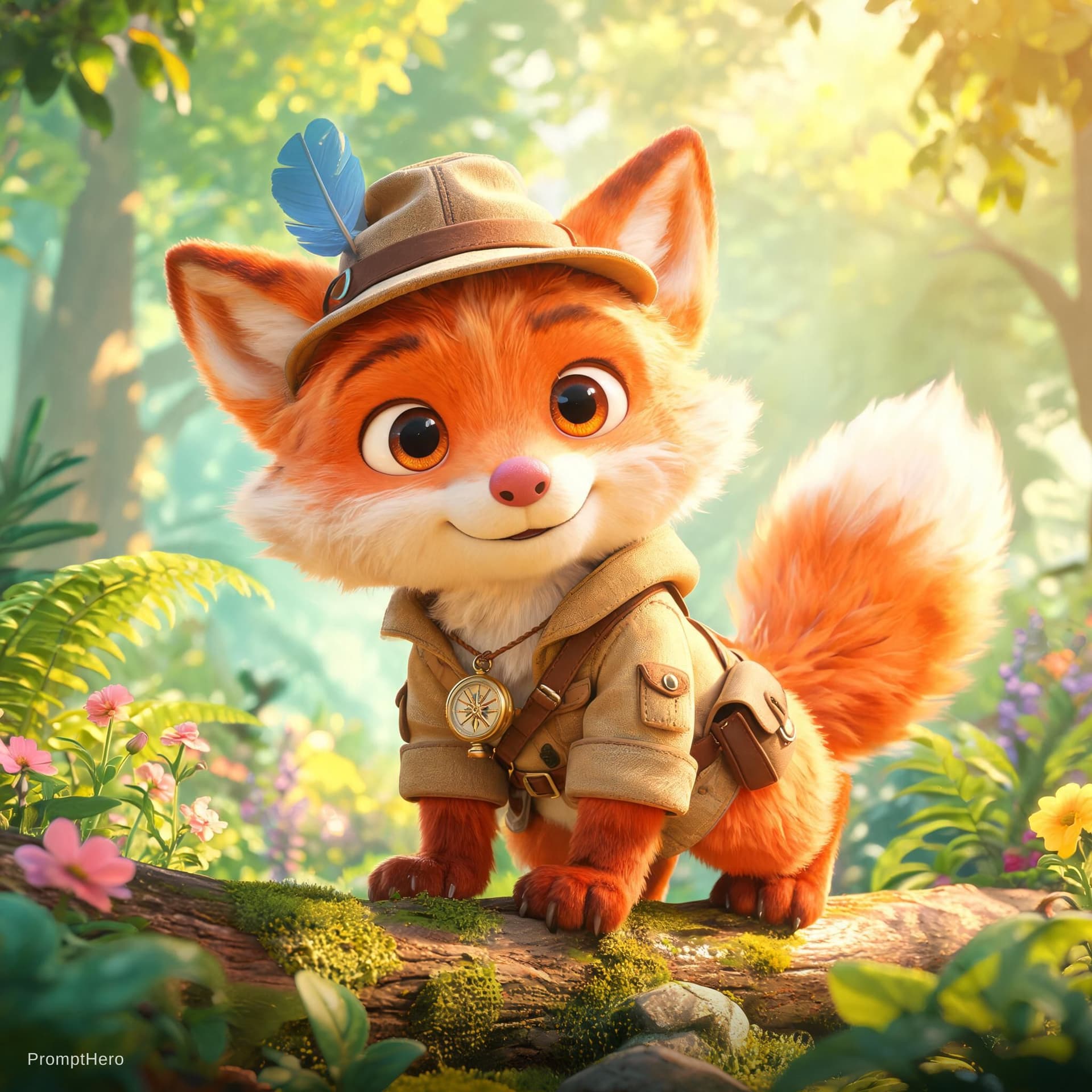 AI generated: “Cute 3D animated fox wearing explorer clothes, cinematic lighting, Pixar style, vibrant colors, chi...