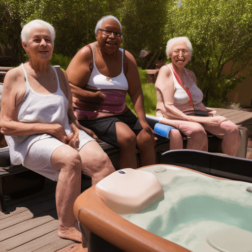 AI generated: Disabled women and queers and of different ethnicities enjoying a spa outdoors in Arizona with massa...