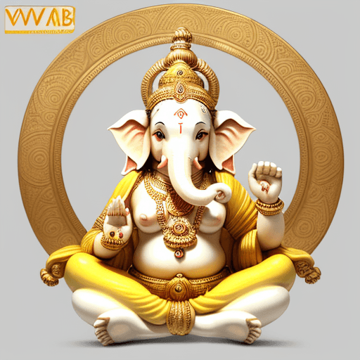 AI generated: A Ganesha in a design manner with white color in the hands and yellow for the body of bvm global log...