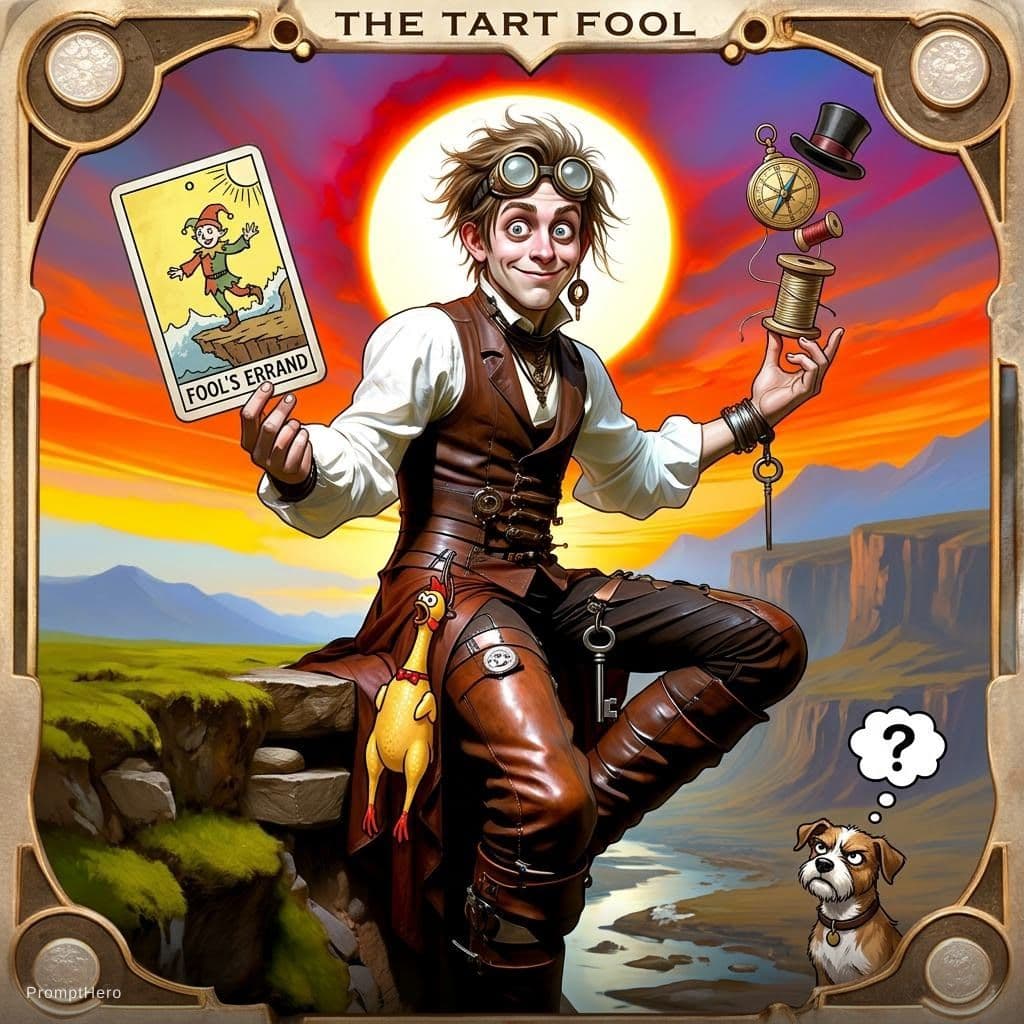 AI generated: Tarrot card, the fool, funny stayle