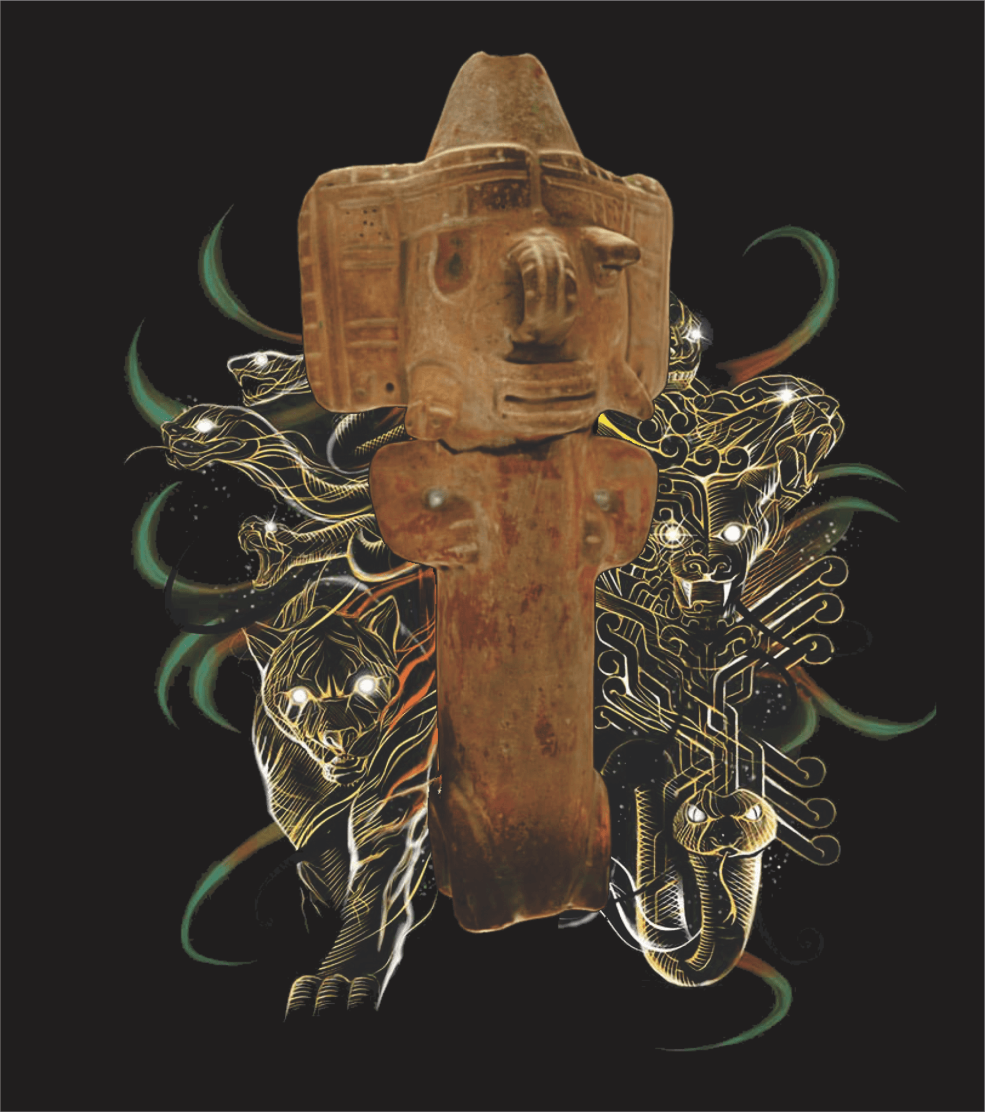 AI generated: vray tracing style, Celtic art, soft realism, with hidden details, sharp lines..