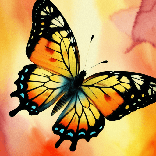 AI generated: Watercolor, butterfly, in focus, warm colors and textures, mysterious, realistic, atmospheric, dynam...
