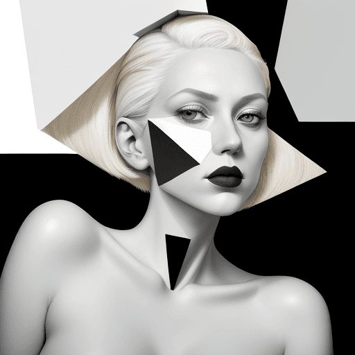 AI generated: A close-up portrait of a woman with short platinum blonde hair, in the style of Irving Penn and Pabl...