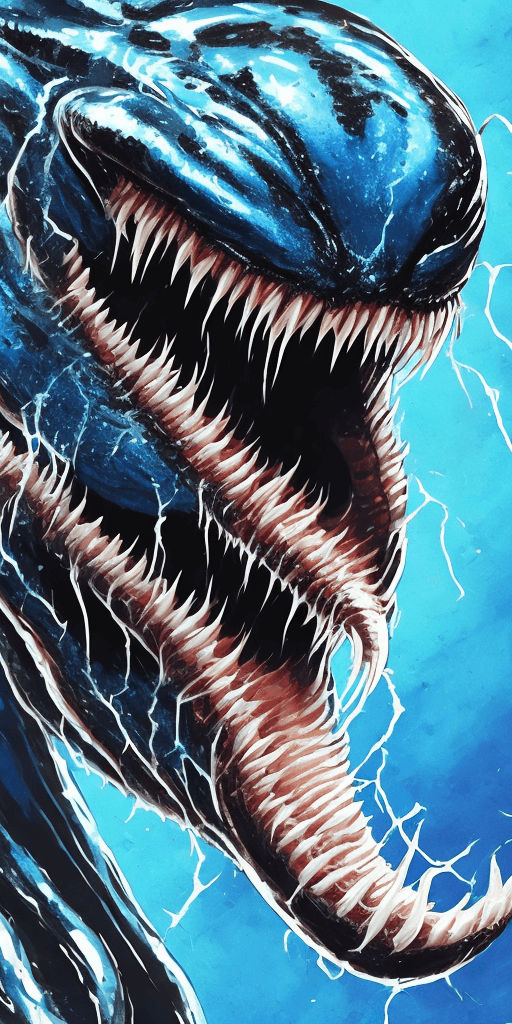 AI generated: a close up of a venom with its mouth open, film key art, by Charles Fremont Conner, full image, clea...