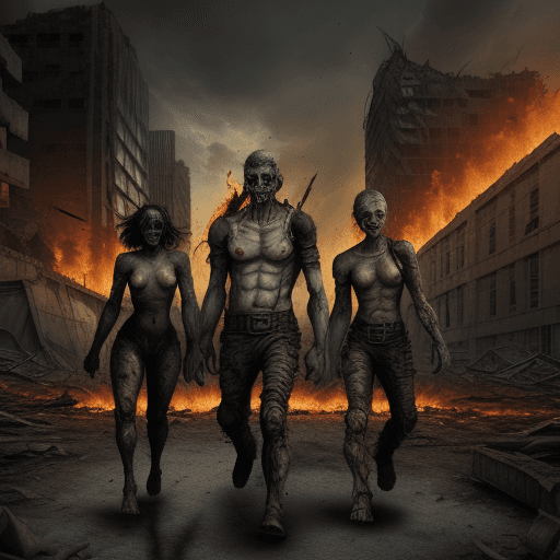 AI generated: deformed humans, bad anatomy, disfigured, poorly drawn face, mutation,
post-apocalyptic in city, rui...