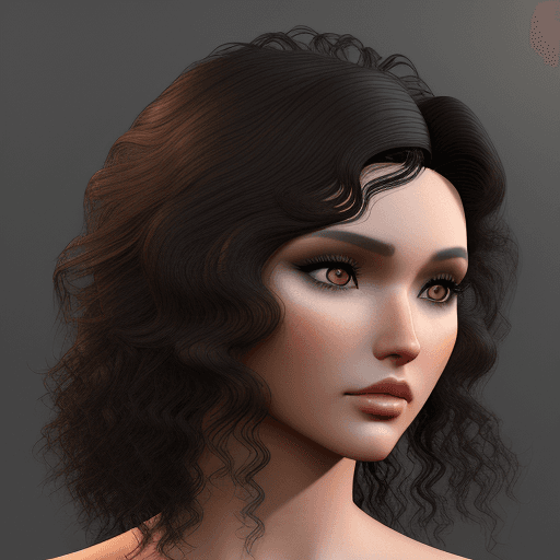 AI generated: a model with curly black hair, in the style of daz3d, close-up, hazy, wavy, brown, tondo, ferrania p...