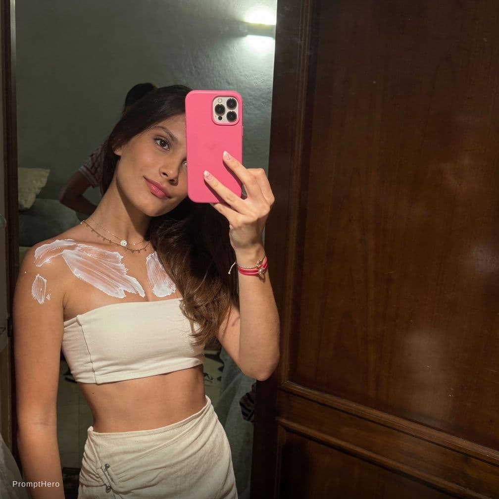 AI generated: Add sunscreen to her chest