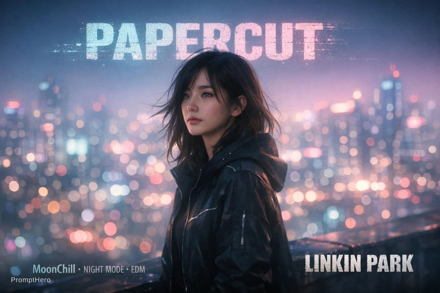 AI generated: { "meta": { "aesthetic_goal": "Ultra Realistic Cinematic Music Cover / Soft Cyberpunk Pastel", "vibe...