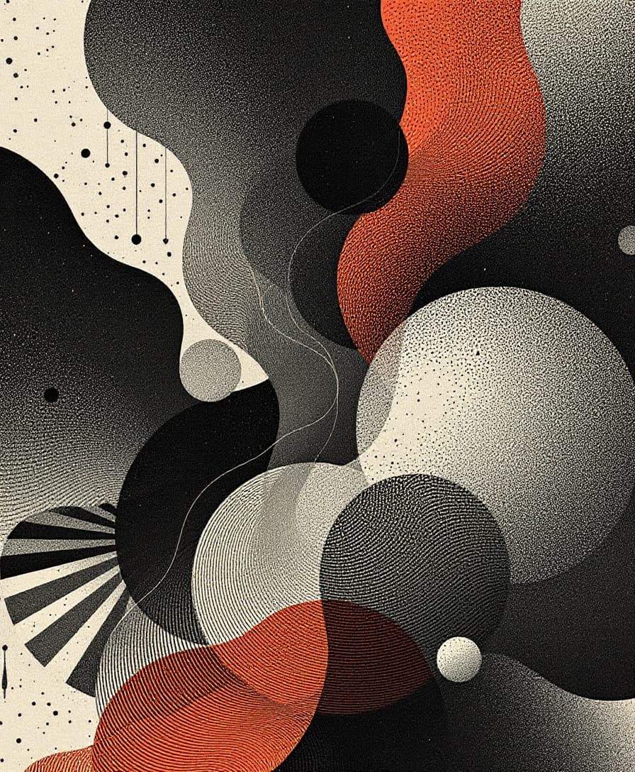 AI generated: A carbonpunk-themed close-up photograph with intricate halftone patterns and textures resembles a de...
