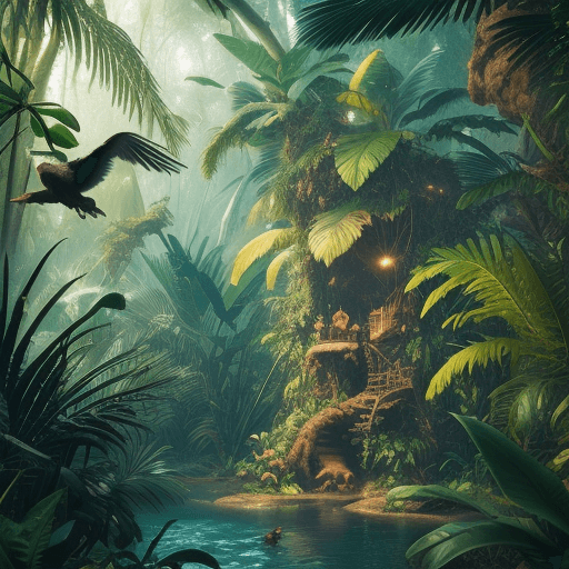 AI generated: A beautiful landscape jungle, paradise, realistic lighting, realistic, day, environment, 8k, surreal...