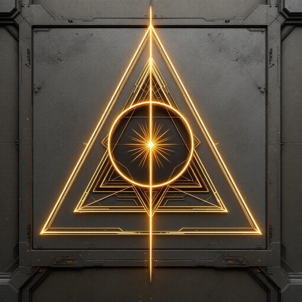 AI generated: Create an image of 

Industry Sigil: The Geometric Spark

A triangular frame containing a circle...
