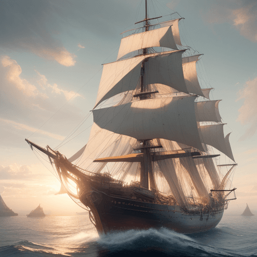 AI generated: Photo of a ultra realistic sailing ship, dramatic light, pale sunrise, cinematic lighting, battered,...