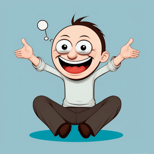 AI generated: Cartoon laughing man, sitting cute