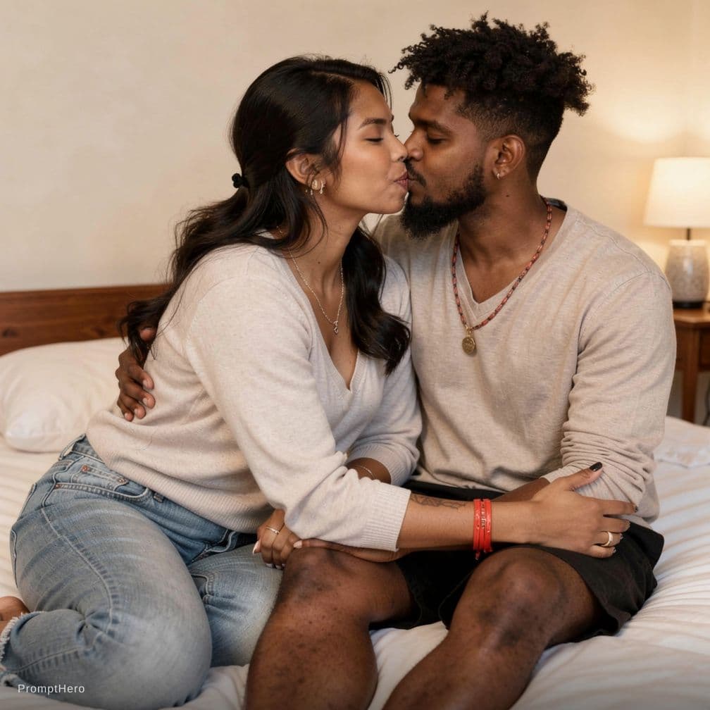 AI generated: Grok Imagine Video prompt: Kissing each other hot in bed