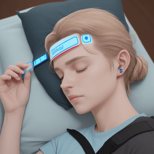AI generated: render of a wearable patch, similar to "Thync" which a user wears on the forehead to measure biologi...