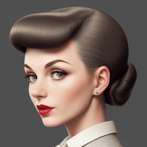 AI generated: high quality picture of a woman head and she has 50s hairstyle and fashion clothes on her, her head ...