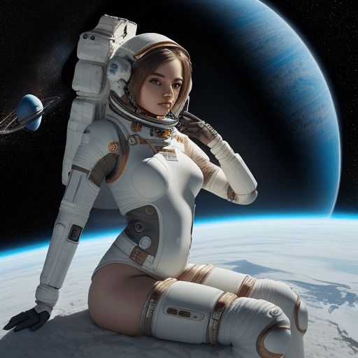 AI generated: best quality, masterpiece, wide angle, surreal, female model posting with space background, intricat...