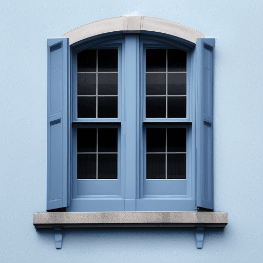 AI generated: photo of a blue clerestorey window from outside the building