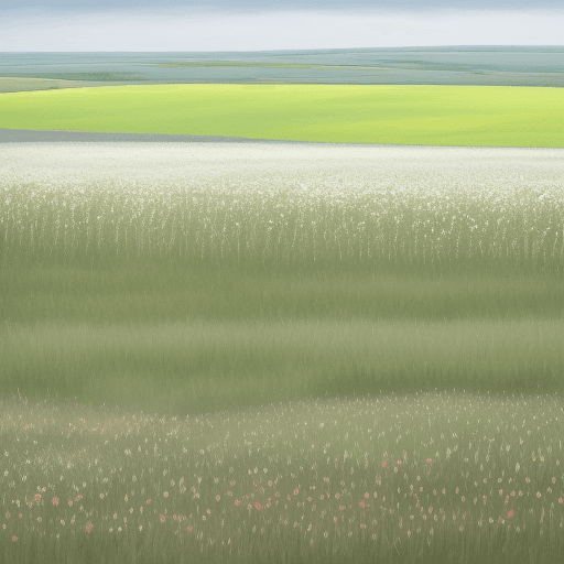 AI generated: a field with flowers in it, in the style of dark white and light green, prairiecore