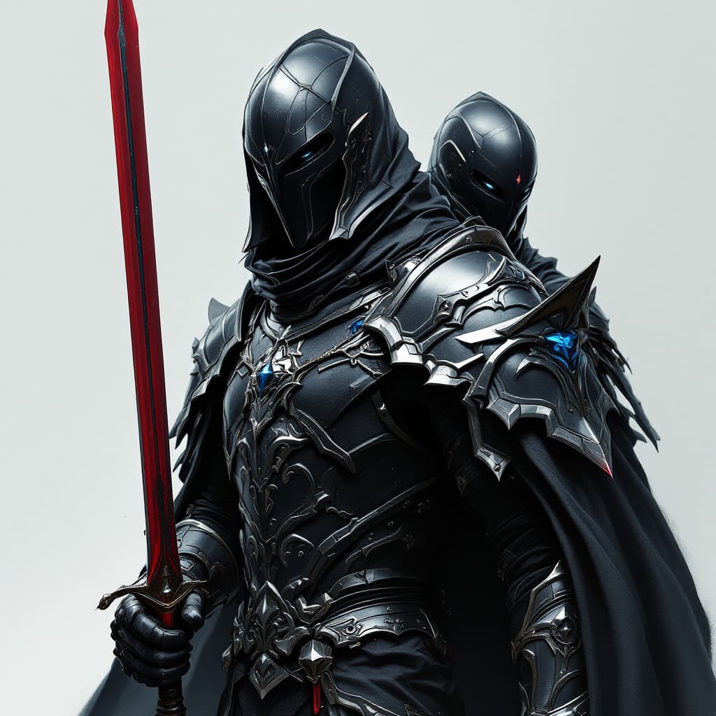 AI generated: 
> Un diseño ultra realista y detallado de dos guerreros oscuros con armaduras épicas de estilo medi...