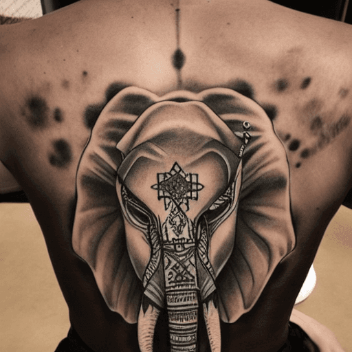 AI generated: BACK TATTOO, ARMOR, ELEPHANT