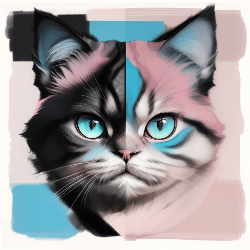 AI generated: print collage of a persian  cats face withpink eyes, in the style of josef kote, grunge beauty, dain...