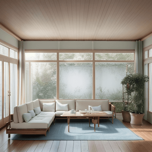 AI generated: High resolution photography interior design, dreamy sunken living room conversation pit, wooden floo...