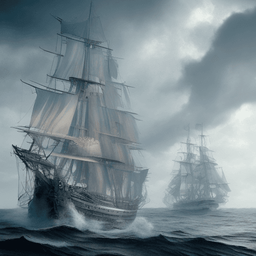 AI generated: Photo of a ultra realistic sailing ship, dramatic light, pale sunrise, cinematic lighting, battered,...
