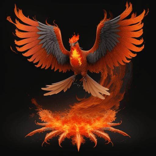 AI generated: phoenix bird with flaming wings::3 prokaryotic::1 nuclear::1 DSLR::1 vermillion::1 dof --ar 9:16 --v...