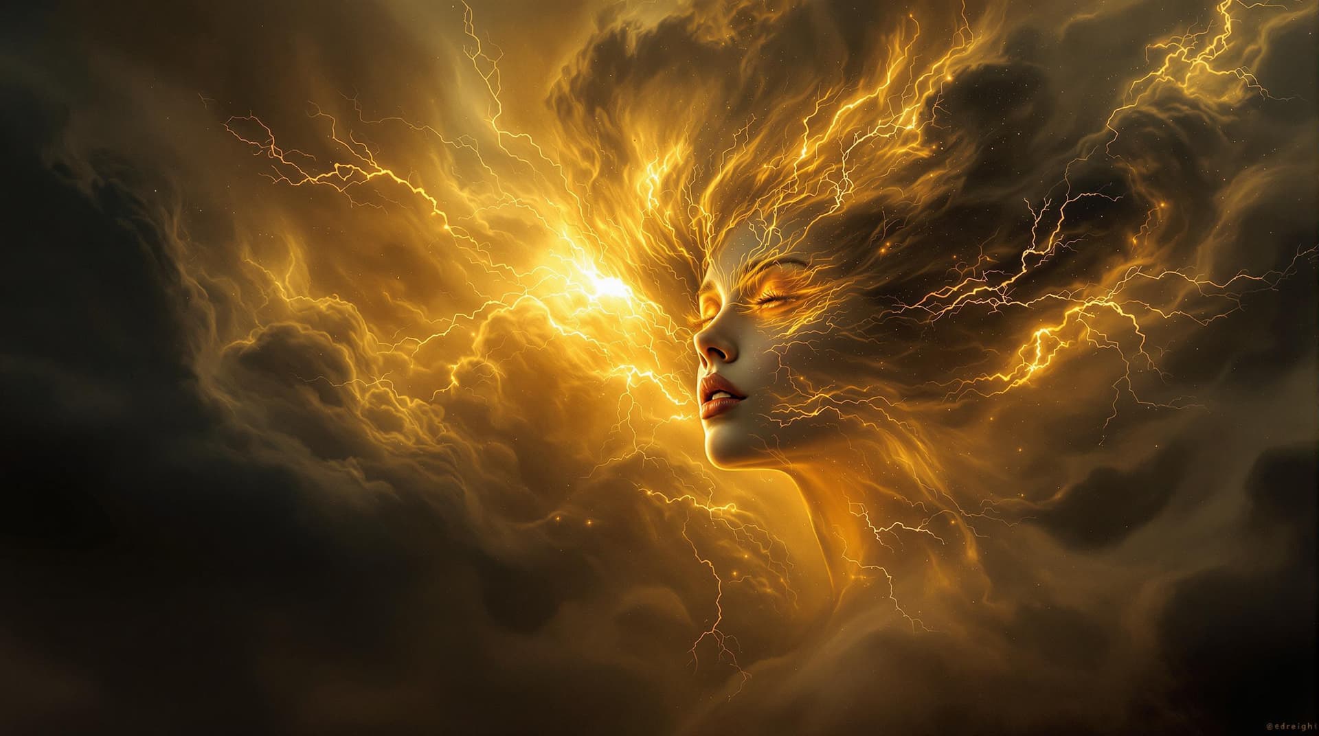 AI generated: a dark, foreboding, and apocalyptic storm cloud, resembling a turbulent celestial aura, with the wil...