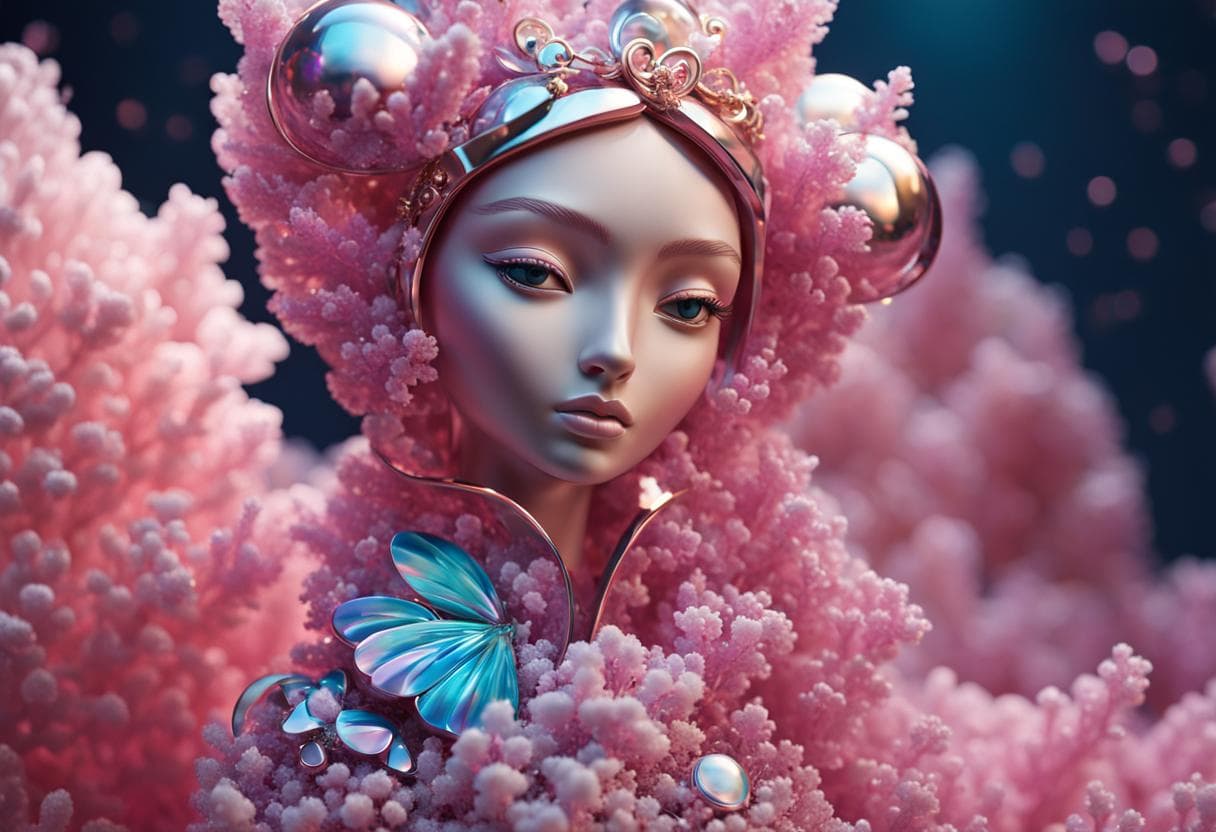 AI generated: Intricate flat illustration, 3d, epoxy resin diorama, stunning macro, close up, lots of fine details...
