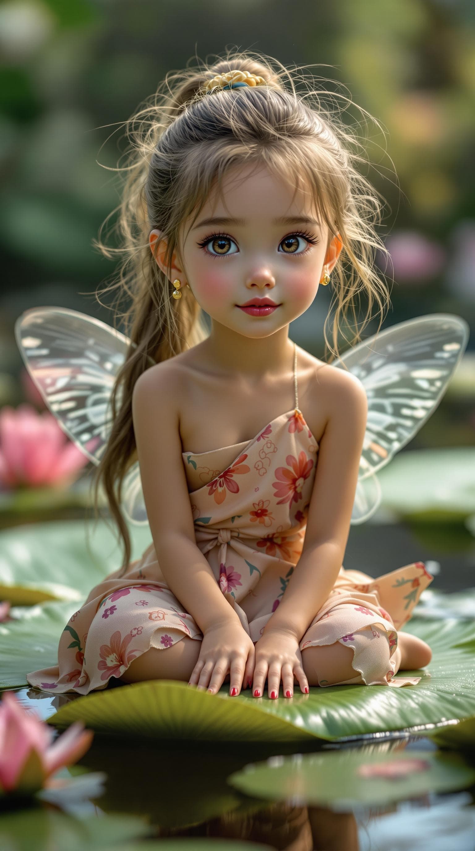 AI generated: a professional photo of a exceptionally beautiful girl in the world (age 7), (seven year old),  tiny...