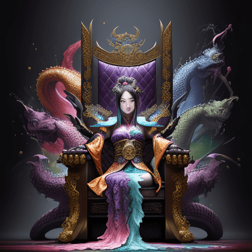 AI generated: showcase the magnificence of Orochi, colorful masterpiece, 1 lady, extremely detailed dragon, luxury...