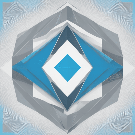 AI generated: (triangle logo), repeating pattern of overlapping blue gradiant and gray gradiant, brilliant balance...