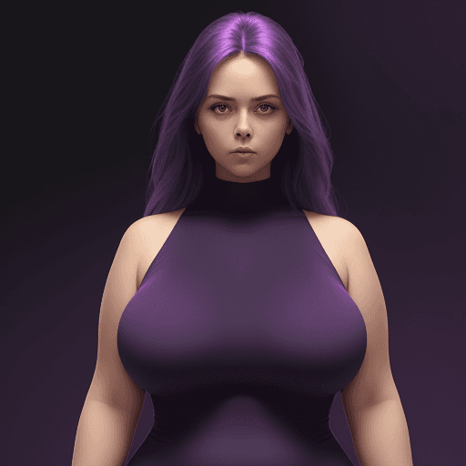AI generated: A woman is slimming. background is purple colour. the eyes are staring at body weight. the size of t...