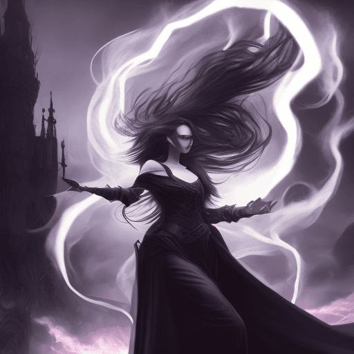 AI generated: (character of video game 1:3) :: royal, darkness, long windblown hair and cloth, Magic the gathering...