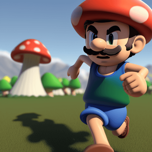 AI generated: iranian man running, Mushroom Kingdom background, 32k, closeup, trending on poltcount 3D, game --v 5...