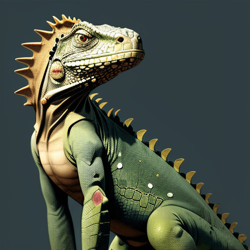 AI generated: 2d art, visual novel style, fantasy style iguana
