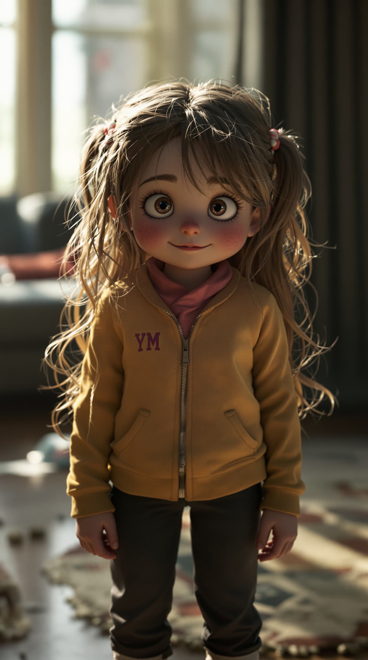 AI generated: A hyper-realistic depiction of Ryan Whitney as Cindy Collins, age nine, viewing full-body, from Zoom...