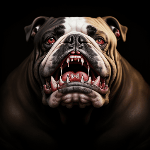 AI generated: realistic creepy old english bulldog, natural light, high detail skin, creepy setting, horror, open ...